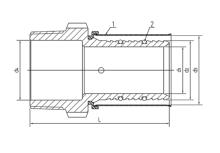 Extended Press-fit Brass Pipe Fitting